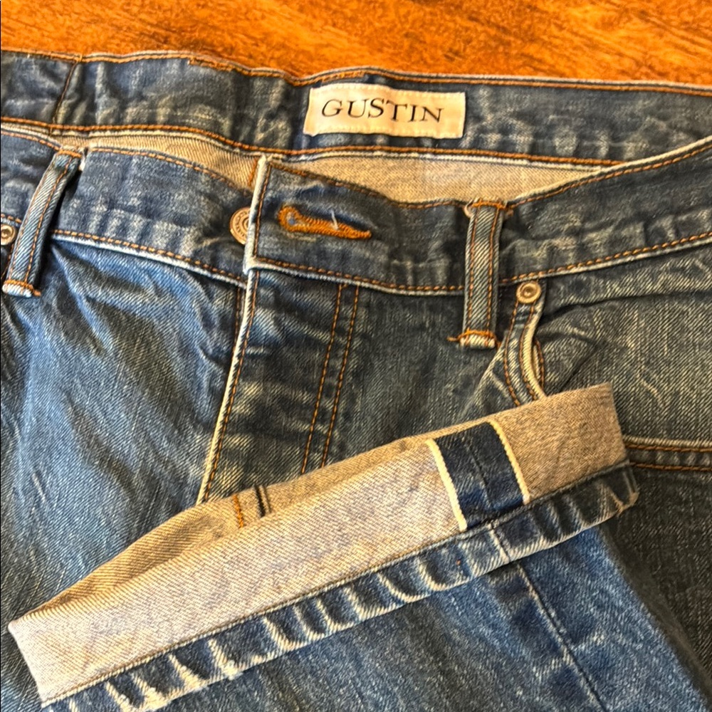 Gustin Blue Straight Jeans Raw Selvedge Denim